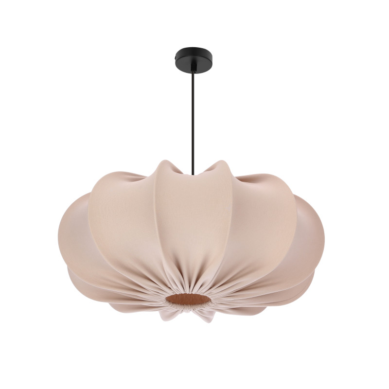 Lampa wisząca CAFEE skandynawska z abażurem beżowym frappe 52 cm - minimalistyczne oświetlenie sufitowe w stylu japandi E27 31-42019