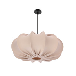 Lampa wisząca CAFEE skandynawska z abażurem beżowym frappe 52 cm - minimalistyczne oświetlenie sufitowe w stylu japandi E27 31-42019