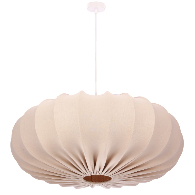 Lampa wisząca CAFEE’ skandynawska z abażurem beżowym frappe 66 cm - nowoczesne oświetlenie sufitowe do salonu i jadalni E27 31-39231