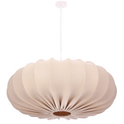 Lampa wisząca CAFEE’ skandynawska z abażurem beżowym frappe 66 cm - nowoczesne oświetlenie sufitowe do salonu i jadalni E27 31-39231