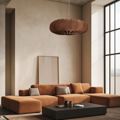 Lampa wisząca CAFEE skandynawska - z abażurem brązowym mokka 66cm - nowoczesne oświetlenie sufitowe do salonu i jadalni E27 31-39248
