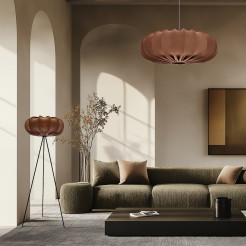 Lampa wisząca CAFEE skandynawska - z abażurem brązowym mokka 66cm - nowoczesne oświetlenie sufitowe do salonu i jadalni E27 31-39248