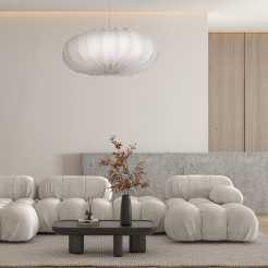 Lampa wisząca CAFEE skandynawska - z abażurem kremowym latte 66cm - nowoczesne oświetlenie sufitowe do salonu i jadalni E27 31-39224