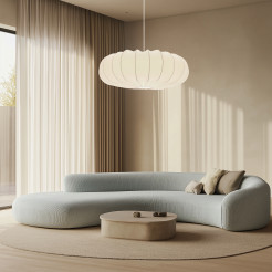 Lampa wisząca CAFEE skandynawska - z abażurem kremowym latte 66cm - nowoczesne oświetlenie sufitowe do salonu i jadalni E27 31-39224