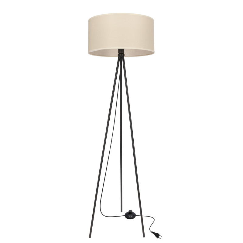 SHANTI lampa pod³ogowa czarny 1x40W E27 abażur beżowy 51-38760
