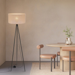 SHANTI lampa pod³ogowa czarny 1x40W E27 abażur beżowy 51-38760
