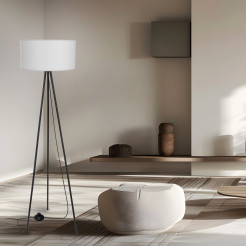 SHANTI lampa pod³ogowa czarny 1x40W E27 aba¿ur szary 51-38722