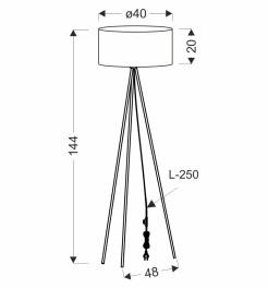 SHANTI lampa pod³ogowa czarny 1x40W E27 aba¿ur szary 51-38722