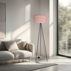 SHANTI lampa pod³ogowa czarny 1x40W E27 aba¿ur jasny wrzosowy 51-38715