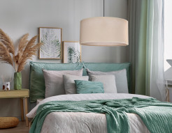 SHANTI lampa wisz¹ca czarny 1x40W E27 aba¿ur be¿owy 31-38685