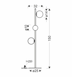 Lampa podłogowa Kama 3x28W G9 czarna i złota, klosze grafitowe i bursztynowe, elegancka lampa stojąca, nowoczesny design do salonu 53-47588