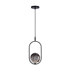 Lampa wisząca CORDEL elegancka - czarna z grafitowym kloszem kulką - nowoczesne oświetlenie salonu i łazienki 1x G9 LED 31-44068