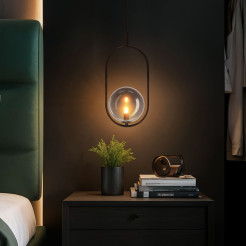 Lampa wisząca CORDEL elegancka - czarna z grafitowym kloszem kulką - nowoczesne oświetlenie salonu i łazienki 1x G9 LED 31-44068