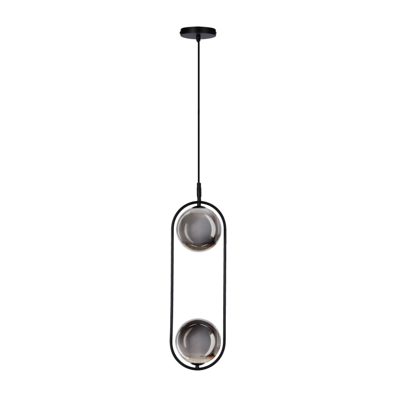 Lampa wisząca CORDEL elegancka - czarna z grafitowymi kloszami kulkami - minimalistyczne oświetlenie salonu 2x G9 LED 32-44051
