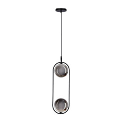 Lampa wisząca CORDEL elegancka - czarna z grafitowymi kloszami kulkami - minimalistyczne oświetlenie salonu 2x G9 LED 32-44051