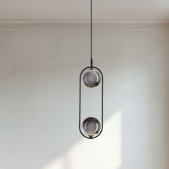 Lampa wisząca CORDEL elegancka - czarna z grafitowymi kloszami kulkami - minimalistyczne oświetlenie salonu 2x G9 LED 32-44051