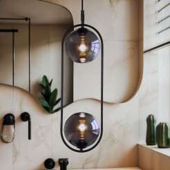 Lampa wisząca CORDEL elegancka - czarna z grafitowymi kloszami kulkami - minimalistyczne oświetlenie salonu 2x G9 LED 32-44051