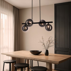 Kama lampa wisząca czarny+złoty 4x28W G9 klosz grafitowy 34-44143