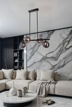 Kama lampa wisząca czarny+złoty 4x28W G9 klosz grafitowy 34-44143