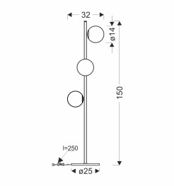Kama lampa podłogowa czarny+złoty 3x28W G9 klosz grafitowy 53-44136