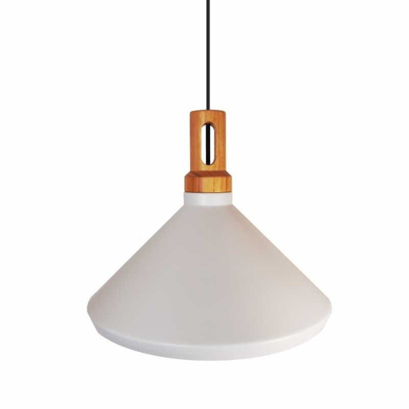 Lampa wisząca  biało-drewniana 35 cm ST-5097B