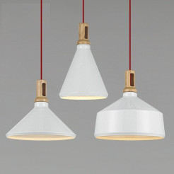 Lampa wisząca  biało-drewniana 35 cm ST-5097B
