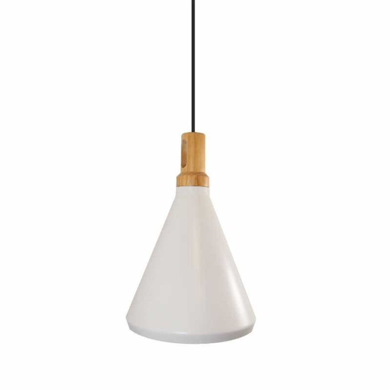 Lampa wisząca  biało drewniana 25 cm ST-5097c