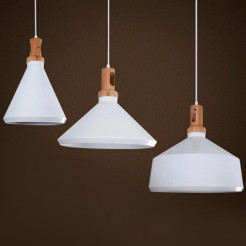 Lampa wisząca  biało drewniana 25 cm ST-5097c