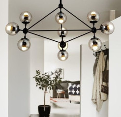 Lampa wisząca -10 bursztynowo czarna 90 cm ST-9047-10 amber