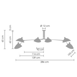 Lampa wisząca -6P czarna 280 cm P8706