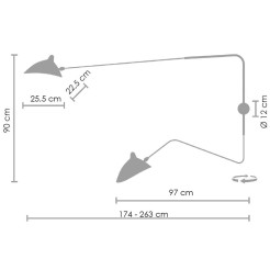 Lampa ścienna -2W czarna 175 cm W8702