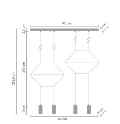 Lampa wisząca -4 LONG czarna 70 cm XT068-4P