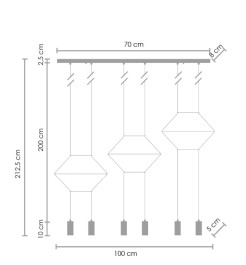 Lampa wisząca -6 LONG czarna 100 cm XT100-6P