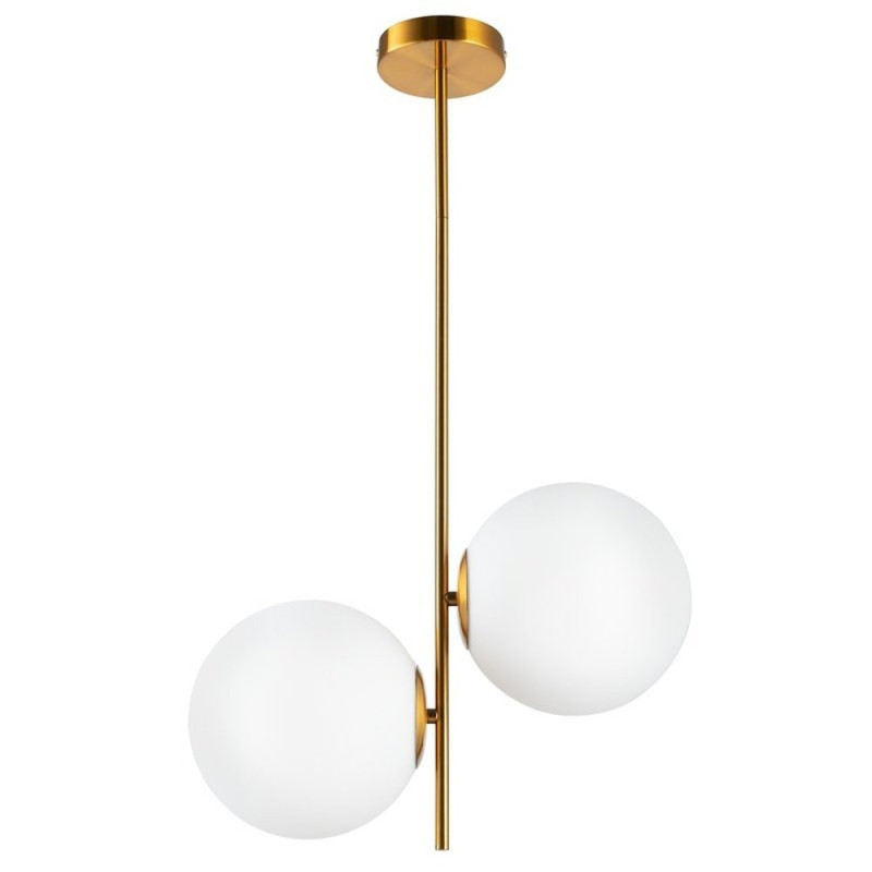 Lampa wisząca -2 mosiądz 44 cm , białe klosze ST-5025-2 BRASS