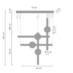 Lampa wisząca  S-4 LED mosiądz 79 cm ST-1691S-4