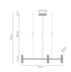 Lampa wisząca -10 czarna 165 cm ST-8043-10 black