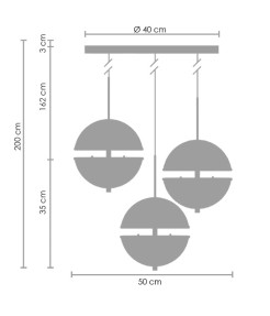Lampa wisząca -3 LED złota 50 cm MP0094-3