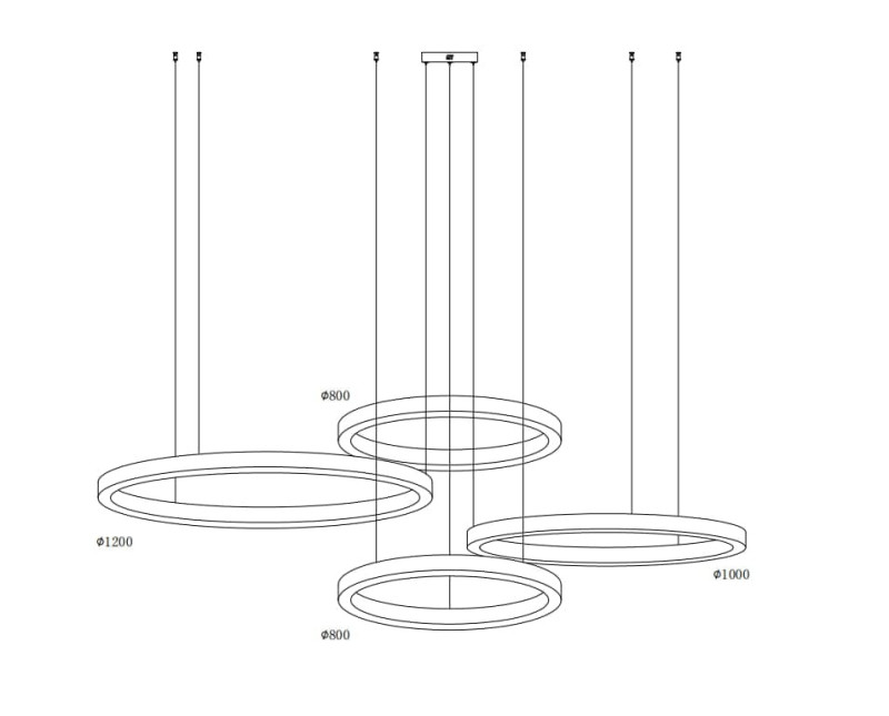 Lampa wisząca  80+80+100+120 LED nikiel na 1 podsufitce ST-8848-80+80+100+120 nickel