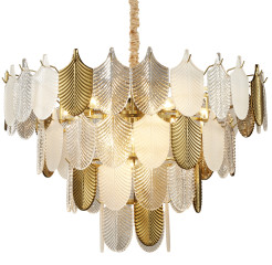 Lampa wisząca  biało złota 80 cm D824P-800
