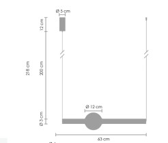 Lampa wisząca  LED 63 cm czarna ST-1688S-BK