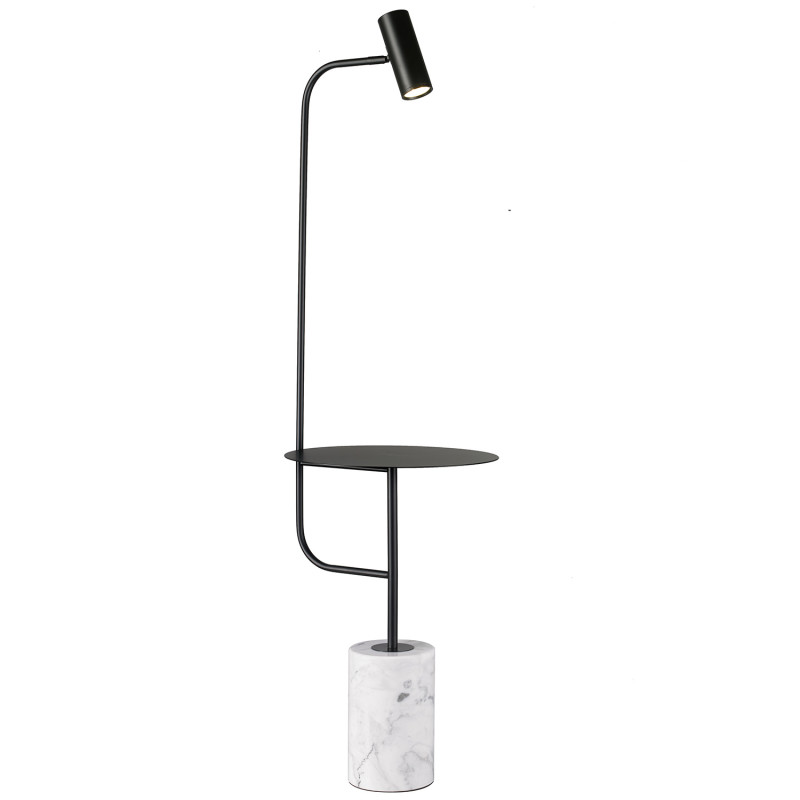 Lampa podłogowa ze stolikiem  czarna 146 cm ST-7027F black
