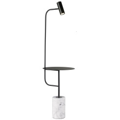 Lampa podłogowa ze stolikiem  czarna 146 cm ST-7027F black