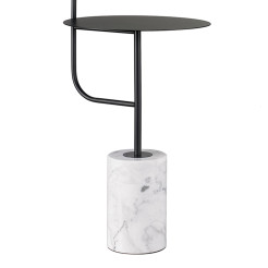 Lampa podłogowa ze stolikiem  czarna 146 cm ST-7027F black