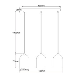 Metalowa lampa wisząca czarna 3xGU10 LP-0110/3L BK