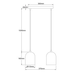 Metalowa lampa wisząca złota 2xGU10 LP-0110/2L GD