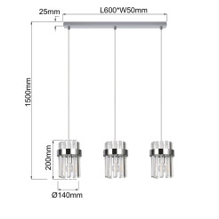 Lampa wisząca chrom 3xE14 LP-2910/3L CH