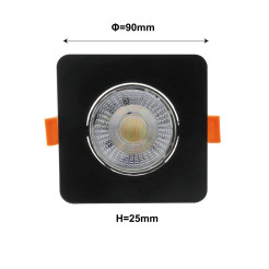 Ruchome kwadratowe oczko podtynkowe czarne LED CCT LP-1506/1RS BK Square