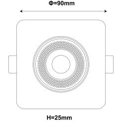 Ruchome kwadratowe oczko podtynkowe czarne LED CCT LP-1506/1RS BK Square