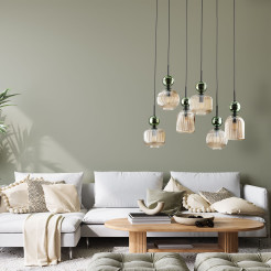 SOPHIA GREEN COGNAC LAMPA WISZĄCA 6XE14 11150