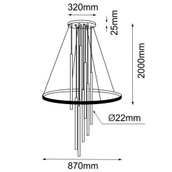 Lampa wisząca Luna - Mosiądz mat-czarna 3000K 5215 Antigo